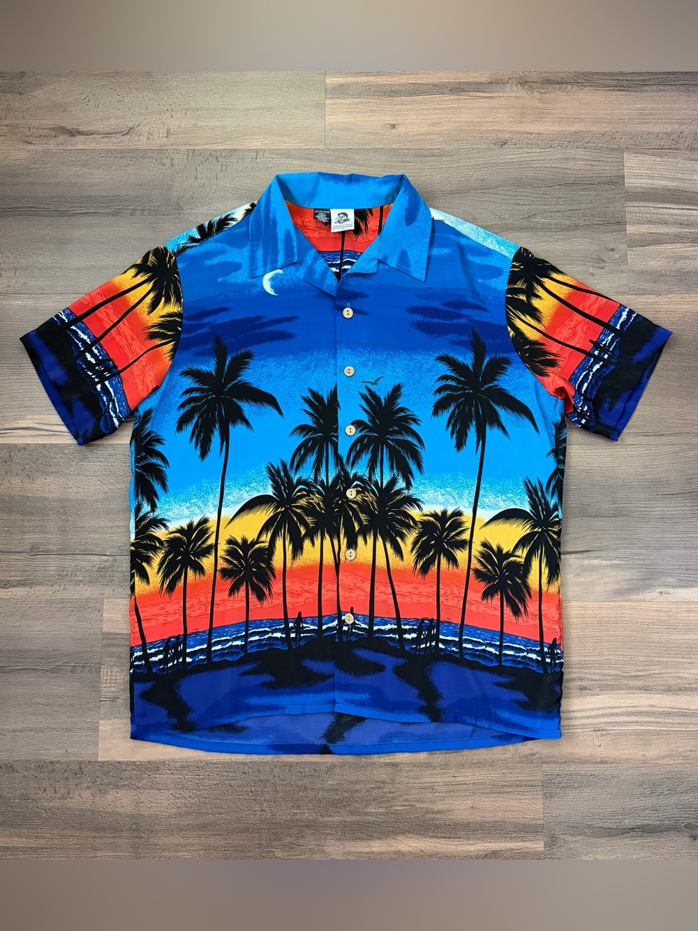 Kennington Ltd. California Men's Vibrant Hawaiian Beach Sunset Shirt Size Large